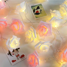 LED玫瑰花灯串圣诞婚庆装饰浪漫求婚布置彩灯USB仿真玫瑰花彩灯串