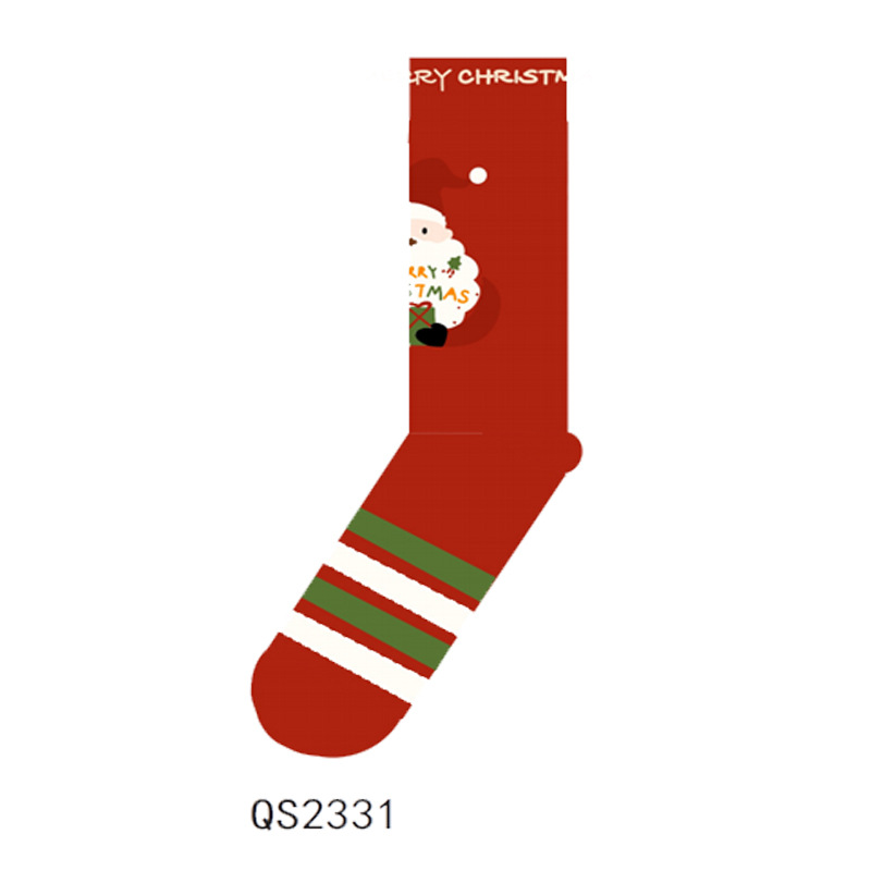 热销圣诞袜红色简约圣诞节纯色圣诞老人菱格图案圣诞长筒袜圣诞详情图2