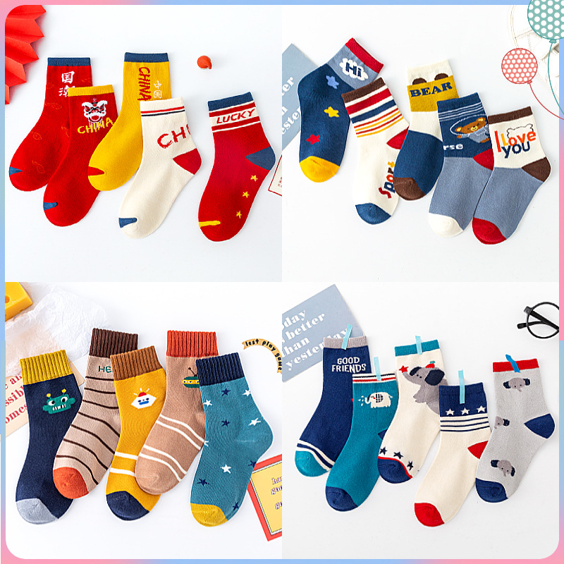 跨境儿童袜子秋冬款中筒袜厚款男童女童地板袜春款长筒袜宝宝袜子