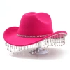 European and American cross-border independent station water diamond tassel water drop Western cowboy top hat, party festival women's felt jazz hat details Picture
