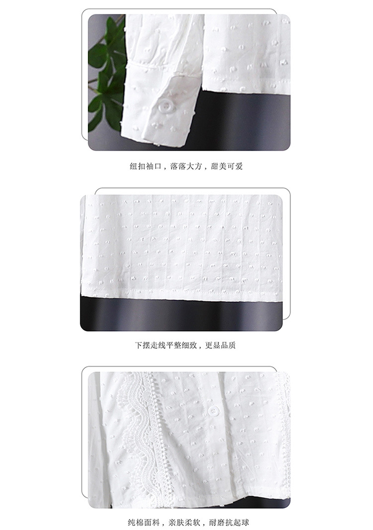 高档女童长袖衬衫纯棉开衫春秋新款儿童女孩白色学院风上衣中大童详情15