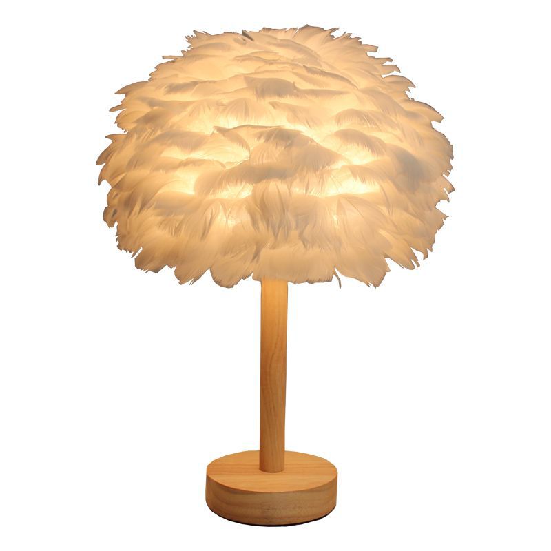 Feather table lamp, bedside lamp in the bedroom, Nordic Instagram girlish atmosphere, Internet celebrity, warm touch, romantic decoration diy Item Picture