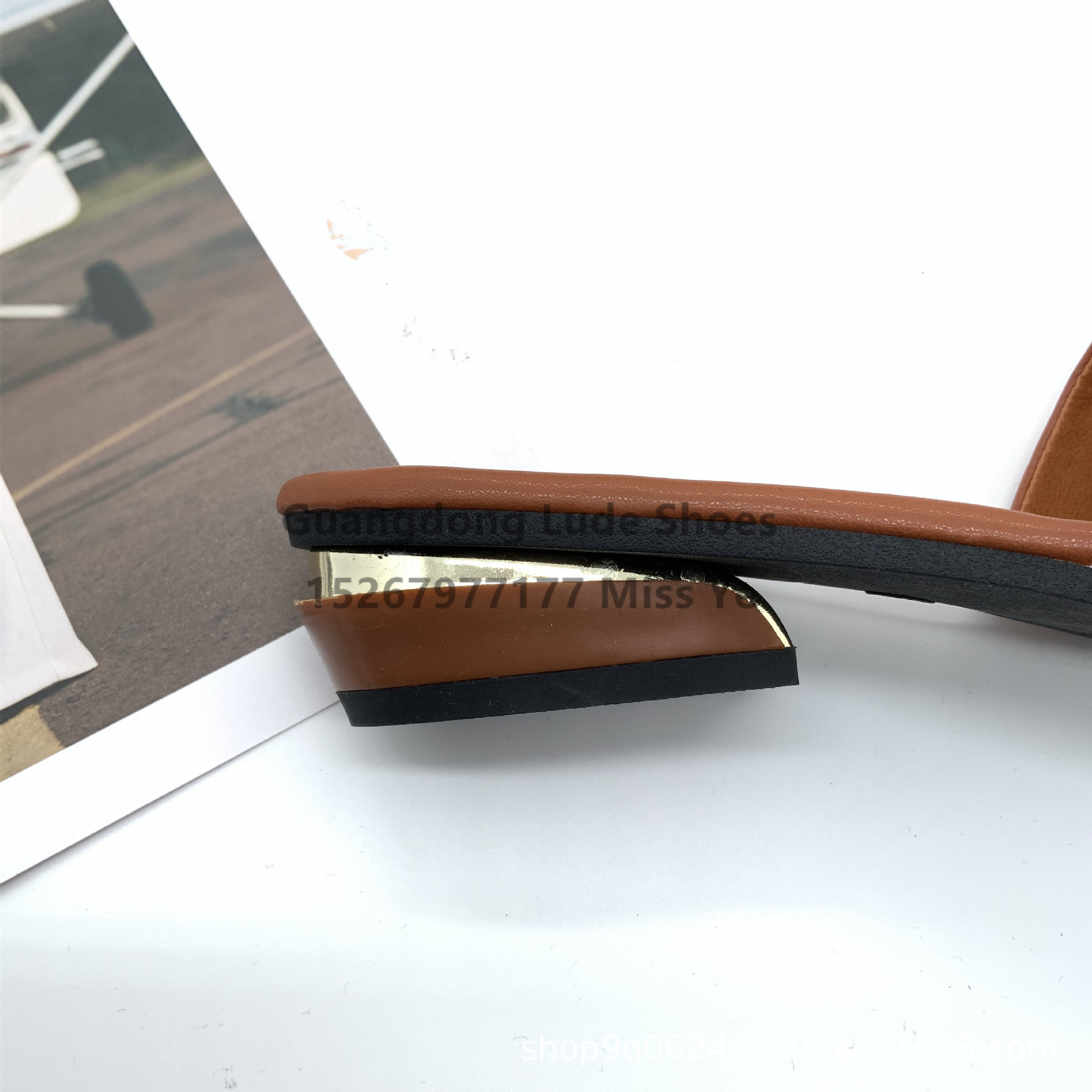 2022 New Summer Pearl Metal Buckle European And American Slippers Women's Wedge Sandals Guangzhou Women's Shoes Craft Shoes Sandals Specification drawing