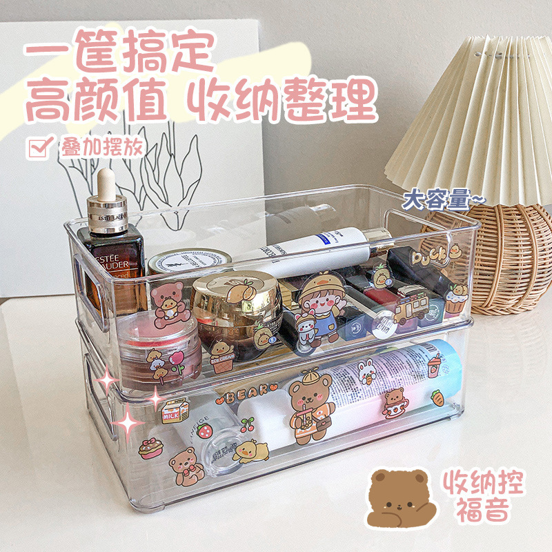 Acrylic Desktop Snack Storage Box Book Cosmetics Transparent Storage Box Kitchen Refrigerator Drawer Storage Box details Picture
