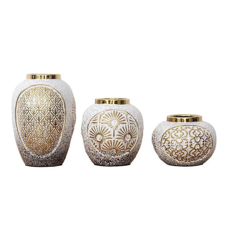 2023 New Nordic Simple Ins Wind High Appearance Level Ceramic Vase Hydroponic Flowers Living Room Flower Arrangement Electroplating Decoration Flower Device Cross Border Vase Simulation Flower Belt Vase Ceramic Vase Vase Wholesale Item Picture