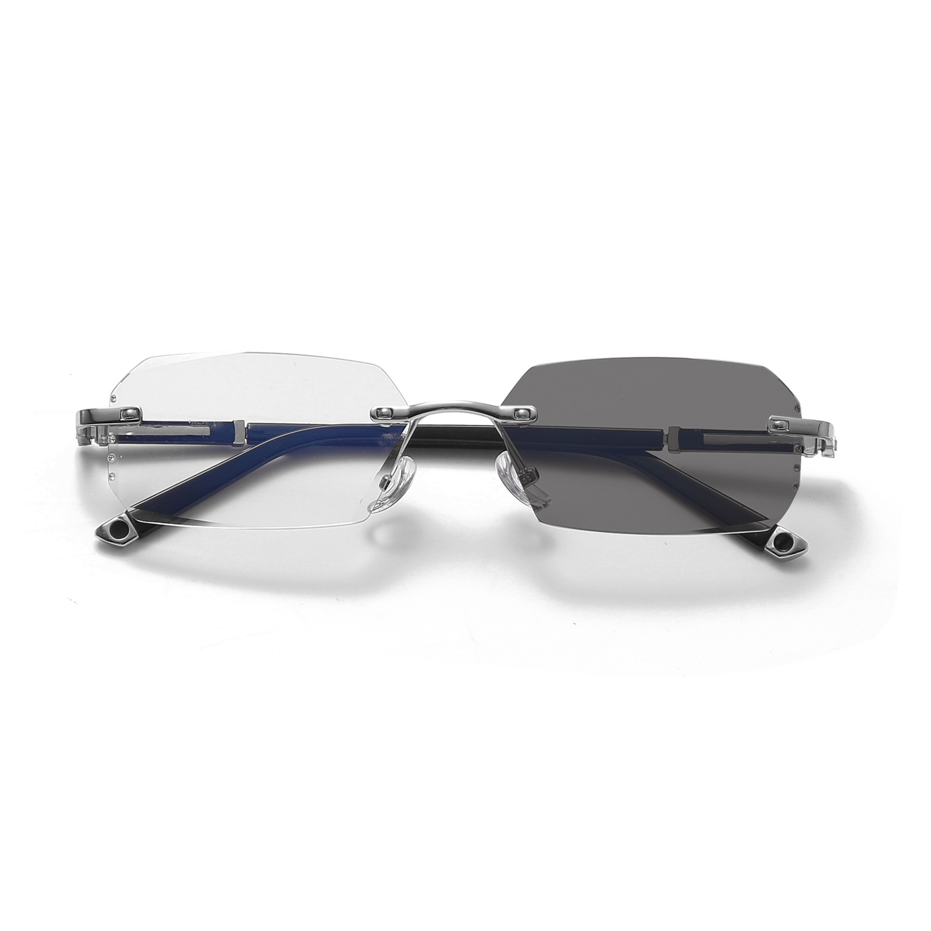 Anti-blue light color-changing glasses for men, diamond-cut flat vision glasses for business use, can be equipped with myopia color-changing frame glasses Specification image