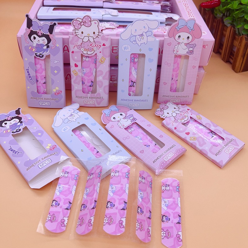 "Girl Heart Cartoon 5-piece band-aid, hemostatic patch, student and children sports box, portable wound patch, protective patch. details Picture