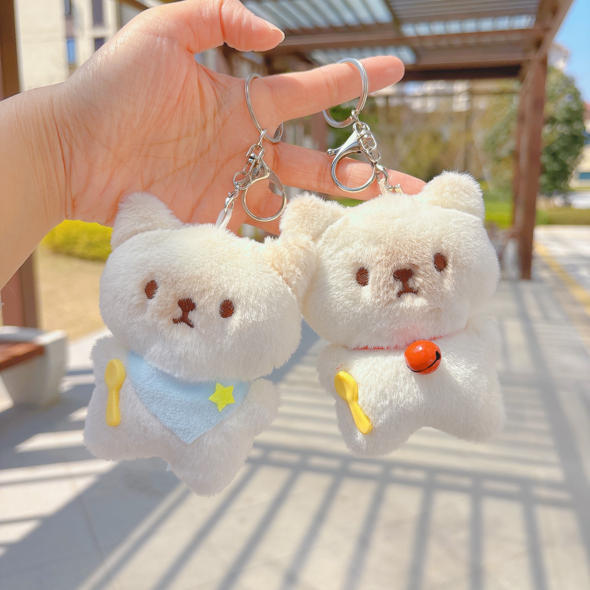Best-selling "Zizi Jiao" Rice Cat plush pendant, Rice Rabbit doll keychain, Cartoon little animal doll hanging