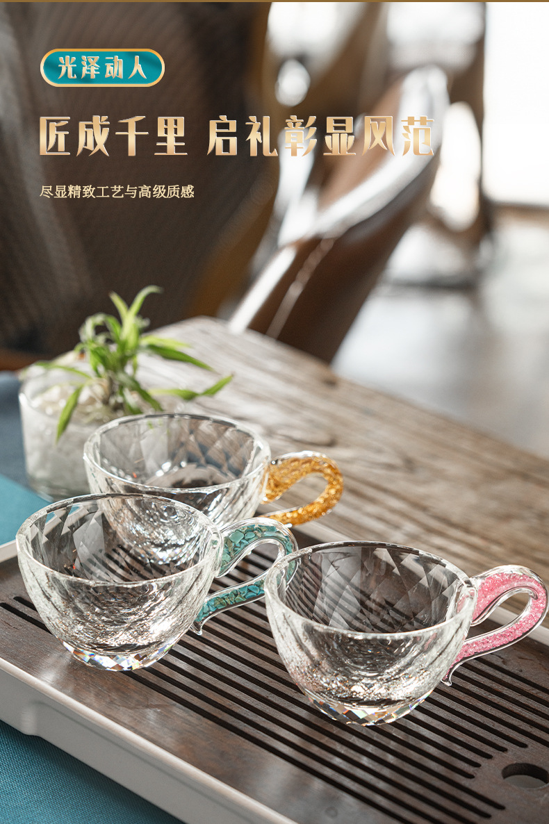 K9水晶切面咖啡品茶双用水晶杯绿松石杯隔热礼盒装耐高温玻璃杯详情11