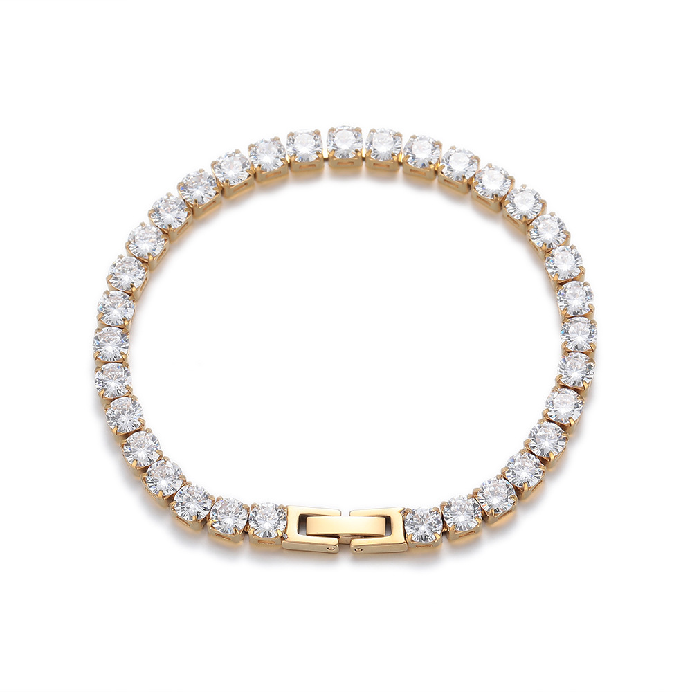 欧美嘻哈钛钢不掉色单排钻满钻AAA锆石网球手链男女同款潮流手饰详情14