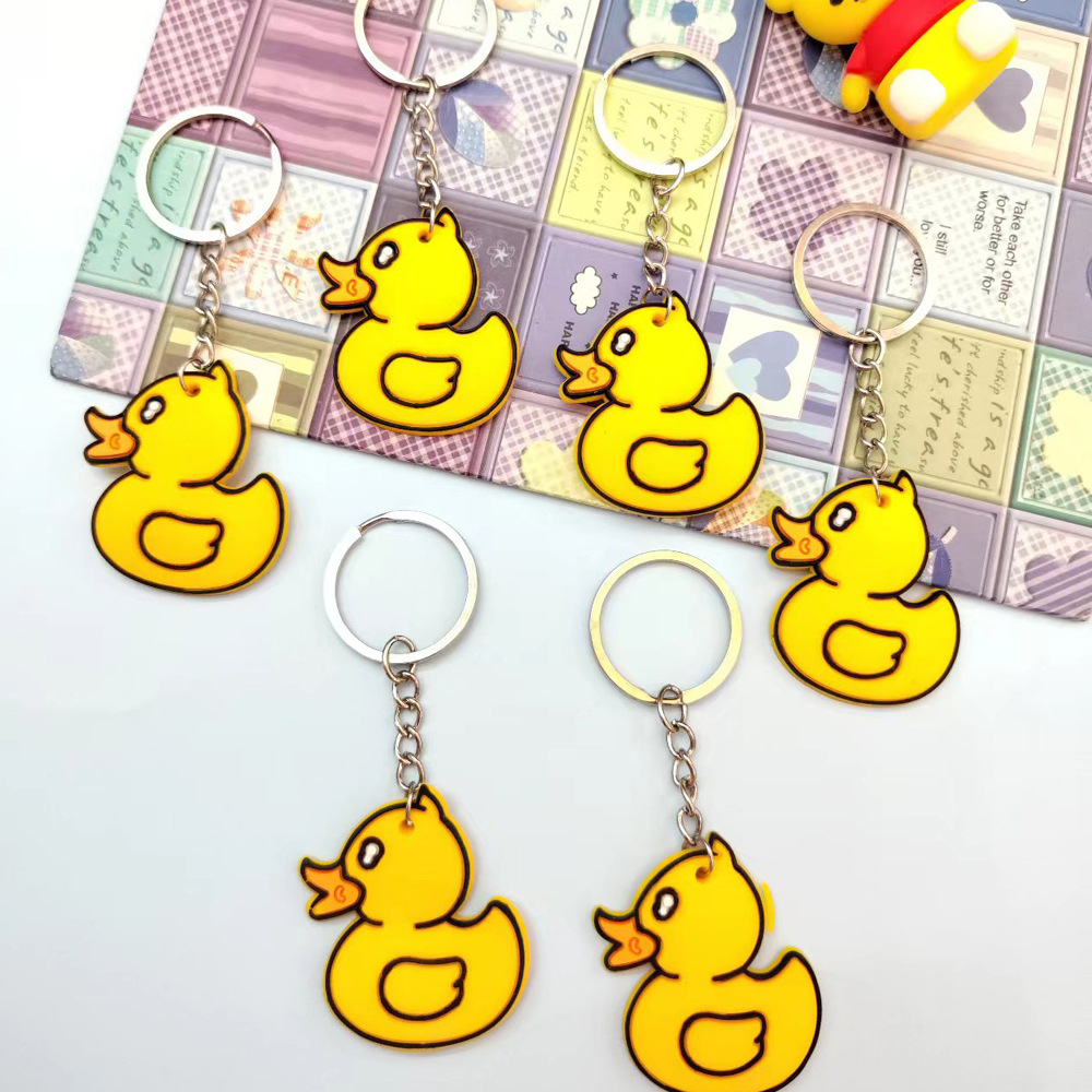 Wholesale cartoon PVC soft rubber little yellow duck keychains, personalized pendants, small gifts and cute accessories Application Scenario