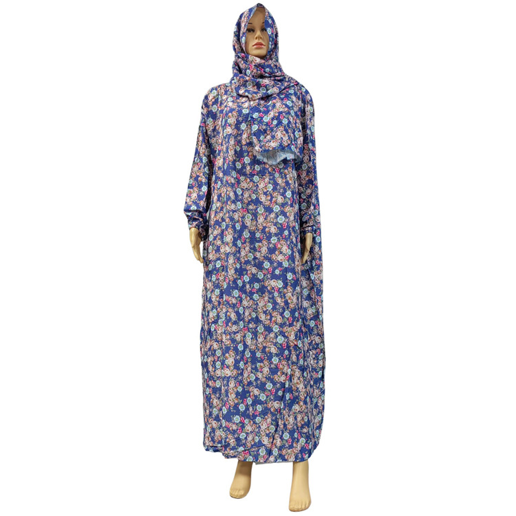 Middle East Across The Factory Wholesale In The Middle East And The United States Hooded Scarf Worship Gown Traditional Printed Flower Dress