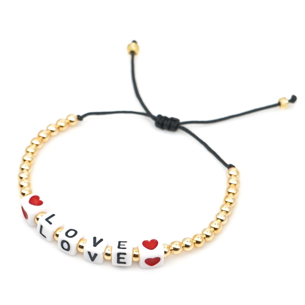 European And American Foreign Trade Cross-Border Amazon Love Letter Woven Bracelet Couple Gift Adjustable Bracelet Manufacturers Wholesale Item Picture