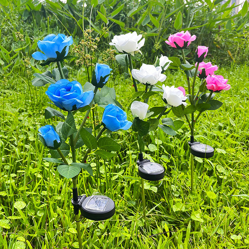 Cross-Border Led Simulation Rose Solar Lamp Garden Garden Outdoor Waterproof Lawn Decorative Landscape Lights Application Scenario
