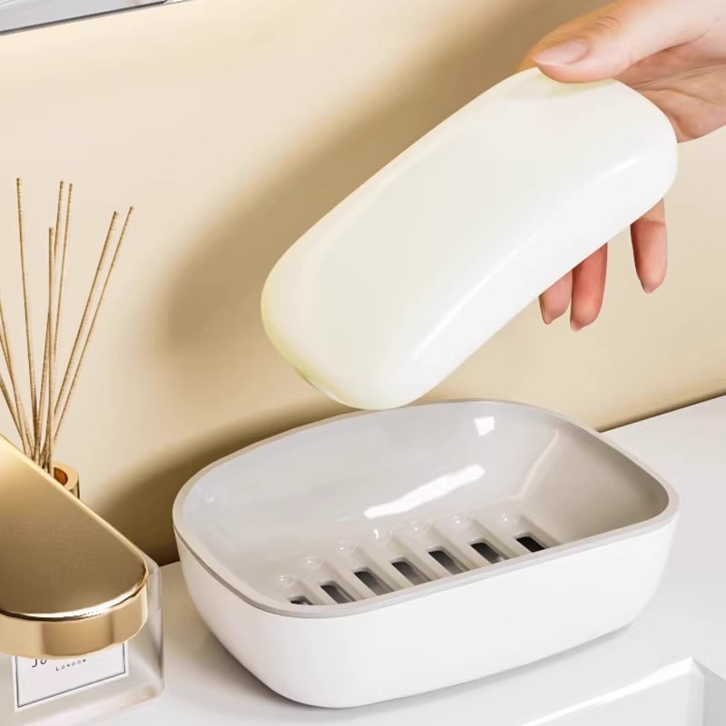 Wholesale of cross-border best-selling soap boxes, household bathroom draining soap boxes, double-layer draining large soap storage racks details Picture