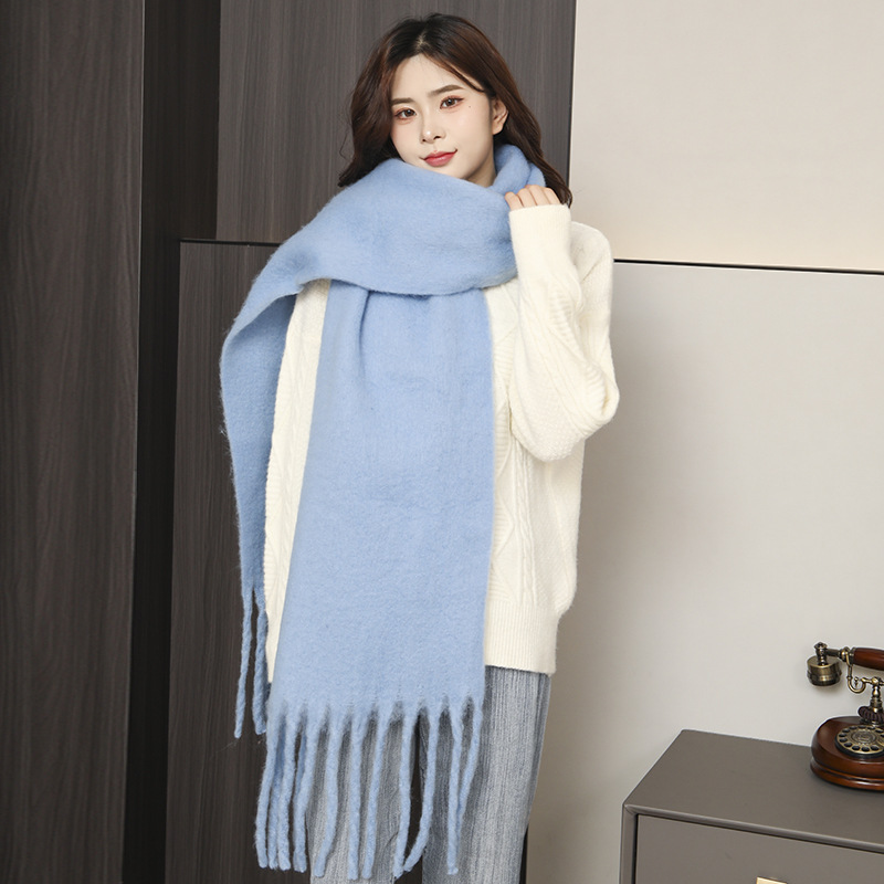 Cashmere Scarf For Women Winter Thickened Warm Ac Plaid Scarf Soft Waxy New Men's Autumn And Winter Scarf Wholesale Specification drawing