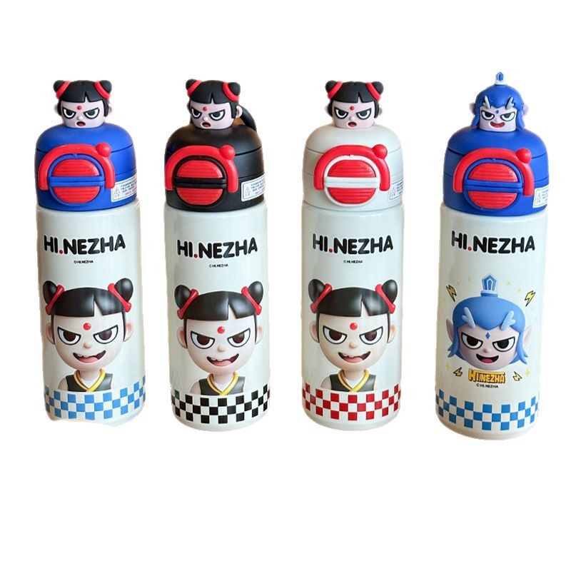 The 2025 new dual-drinking insulated cup made of 316 stainless steel, food-grade, is a cute water cup specially designed for students to go to school Item Picture