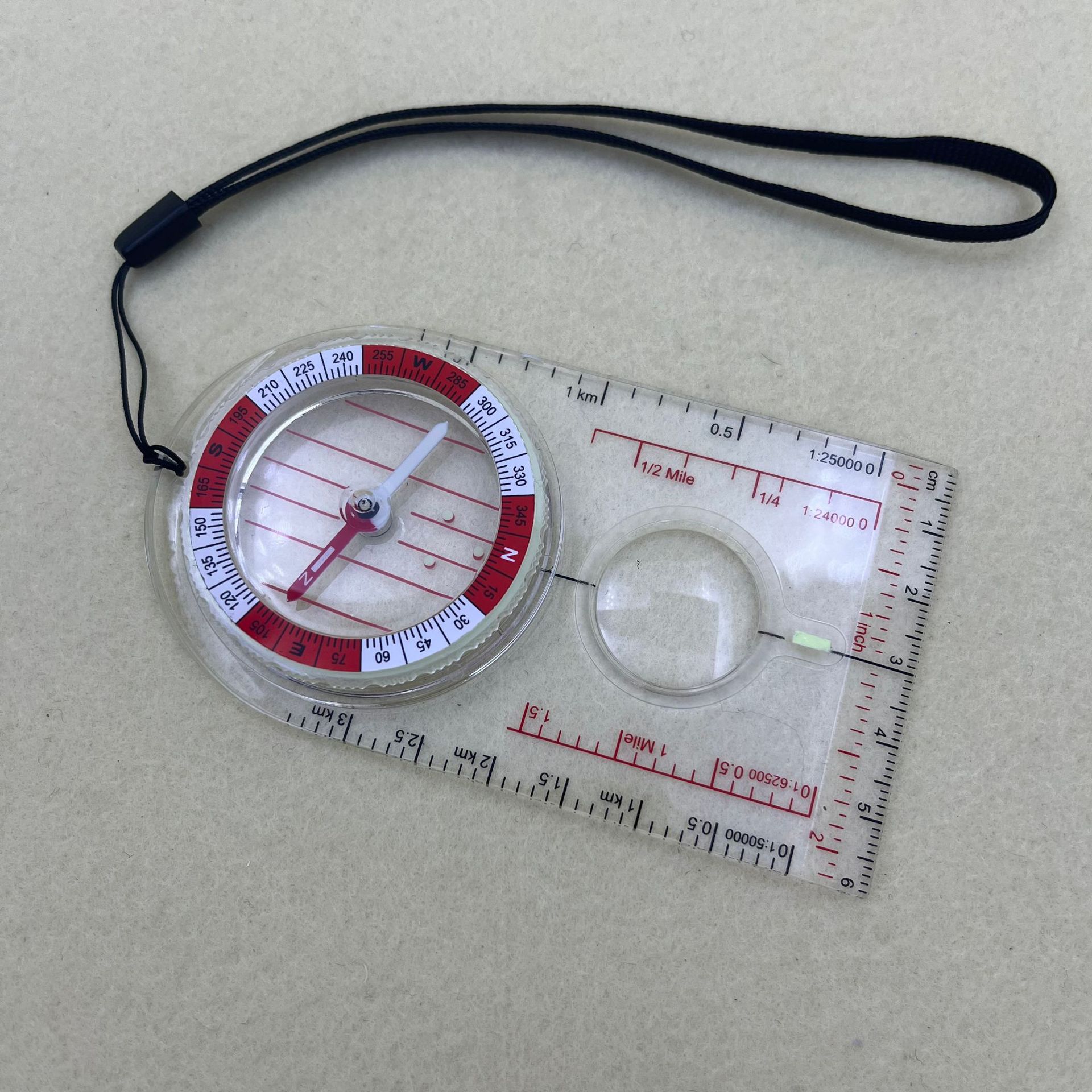 New best-selling outdoor strong magnetic transparent ruler compass magnifying glass student gift compass on Amazon Item Picture