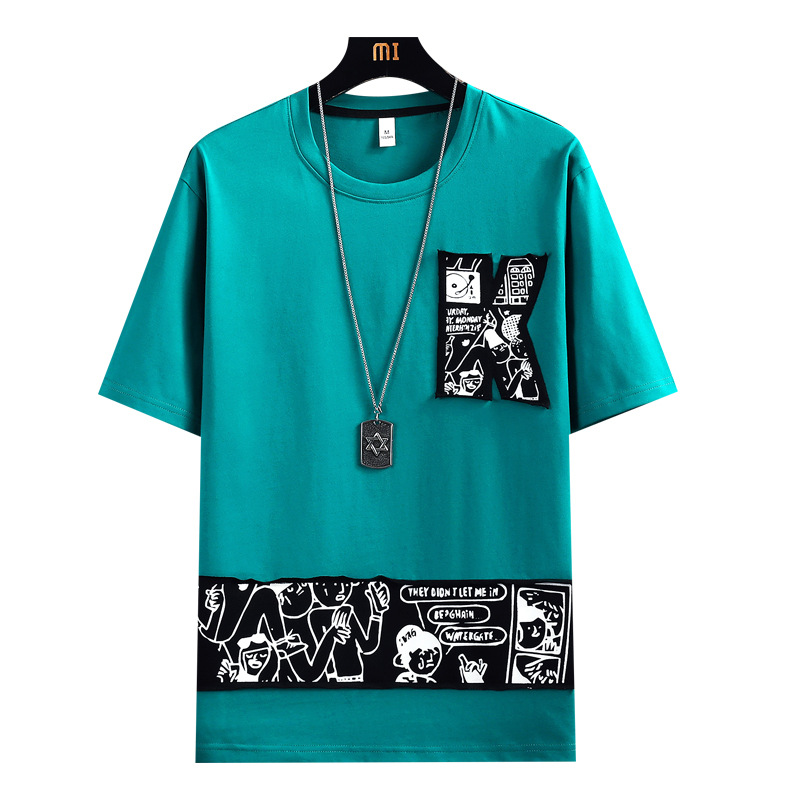 Pure cotton short-sleeved T-shirt for men's summer trend brand, thin and loose half-sleeved top garment, summer trendy men's T-shirt Application Scenario