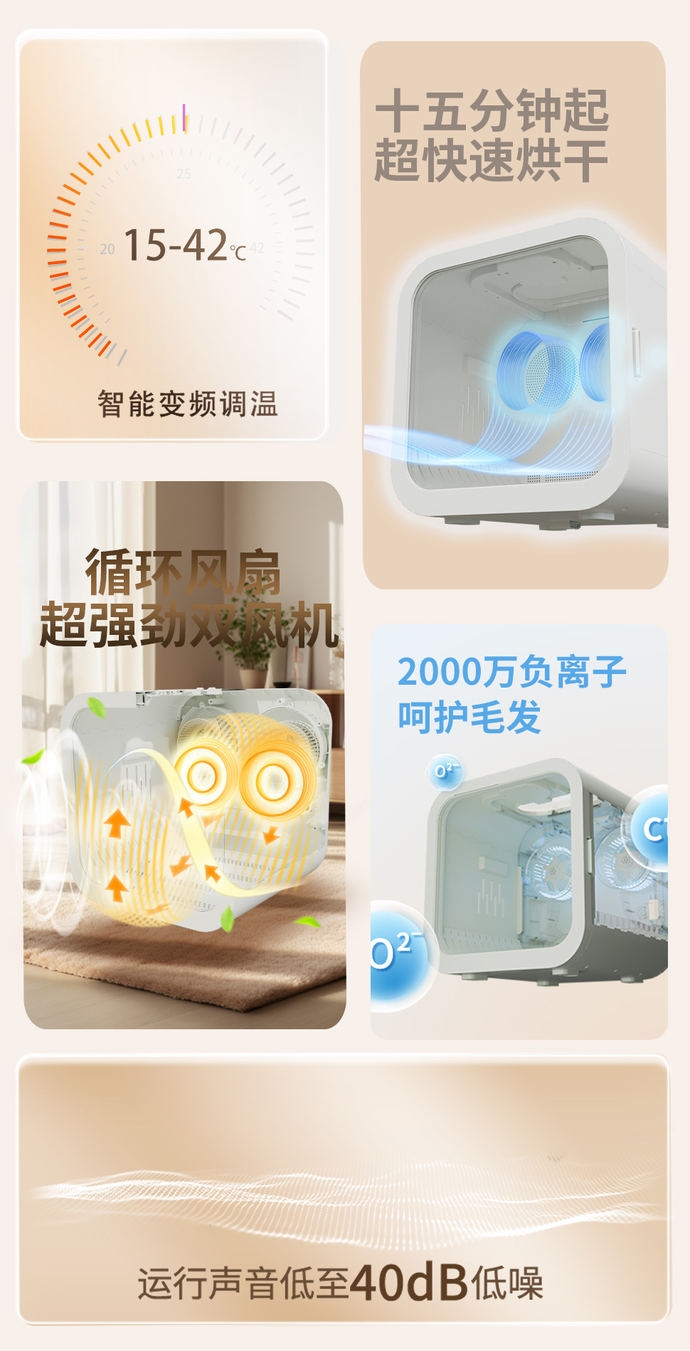 宠物烘干箱80l猫咪全自动狗烘干机智能猫吹毛双风机宠物店110速干详情6