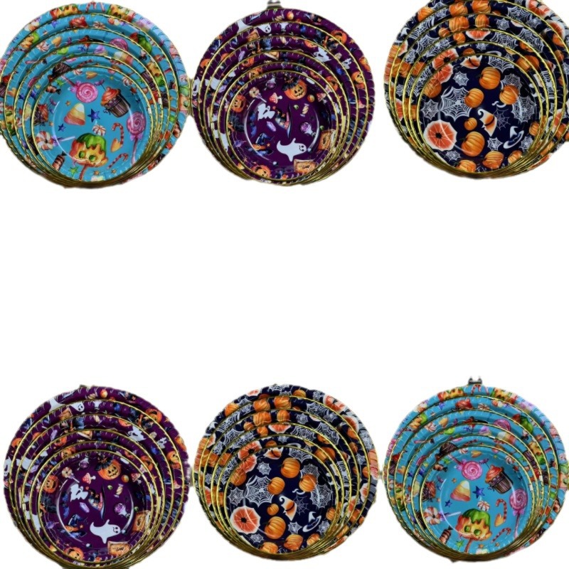 Easter Halloween Fruit Plate Package Phnom Penh Fruit Plate Wholesale Round Flower Paper Plate Factory Direct Sales Rs-4946 Item Picture