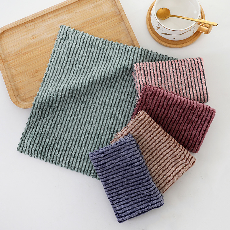 【 Chi Jia 】 Coral Fleece vertical square towels, soft and absorbent kitchen cleaning small towels, children's hand towels wholesale details Picture