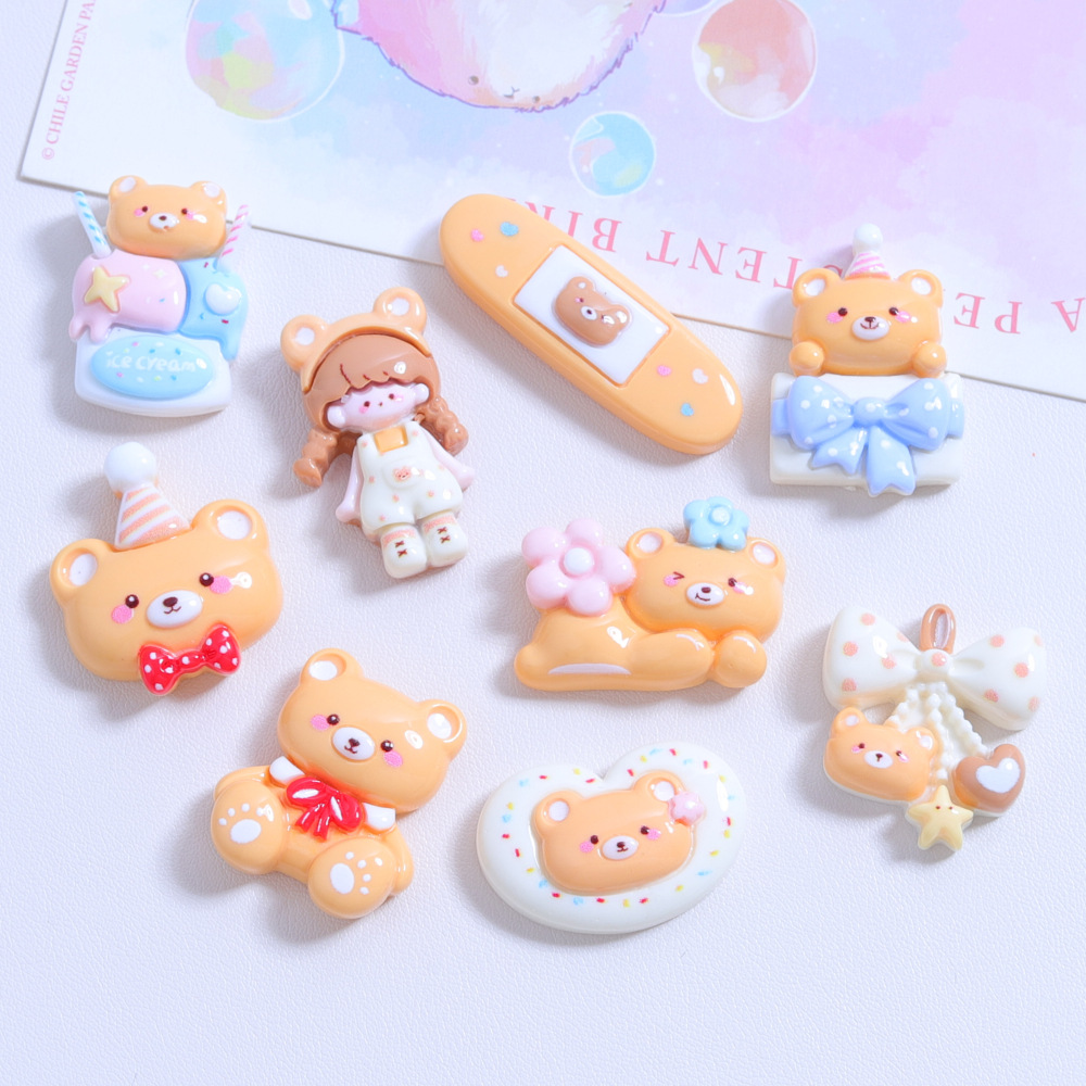 Bear birthday party, shiny diy cream glue, homemade phone case material, fridge magnet resin accessories wholesale Specification image