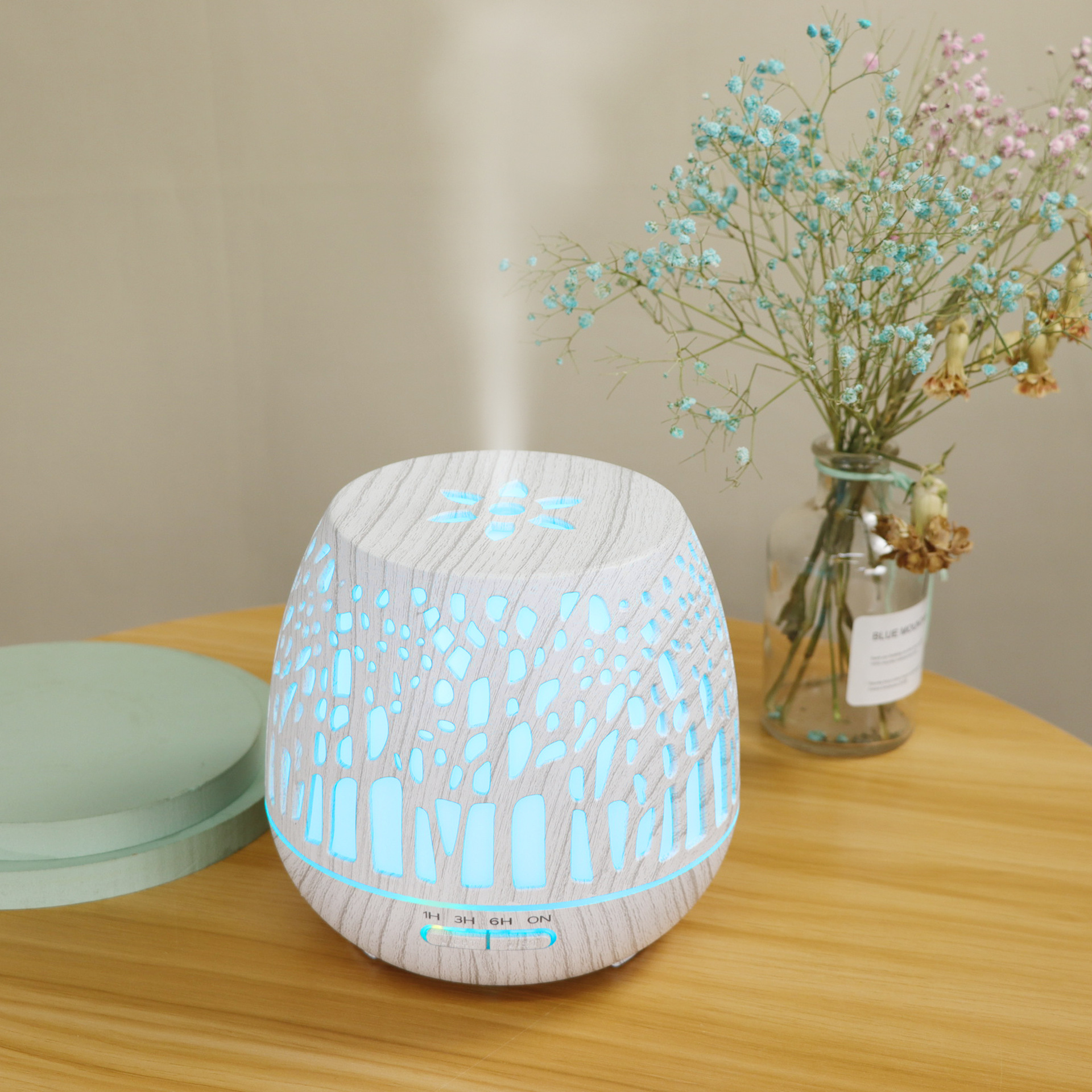 400ml家用電器辦公室凈化器房間精油香薰機(jī)鏤空七彩超聲波 加濕器詳情39