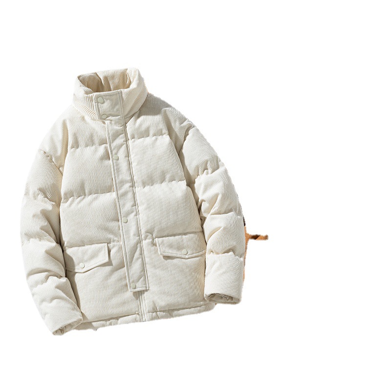 Winter Hong Kong-style corduroy fabric cotton-padded jacket, a trendy brand for couples, thickened cotton-padded jacket, men's stand-up collar coat 2023 Item Picture