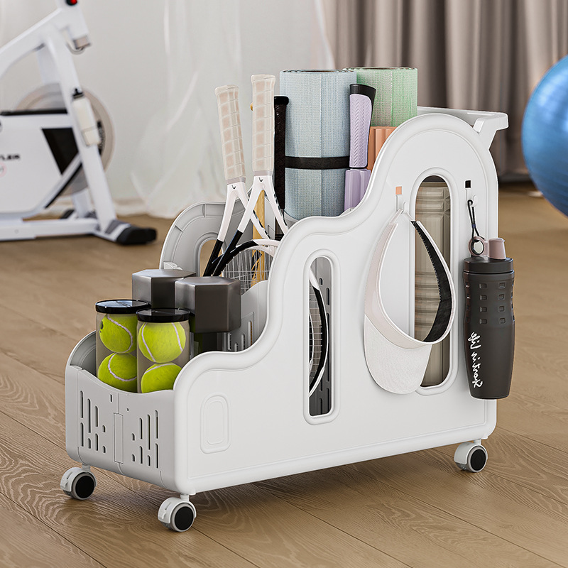 Home yoga storage basket, fitness equipment storage cylinder, exercise equipment, badminton and basketball multi-functional storage rack