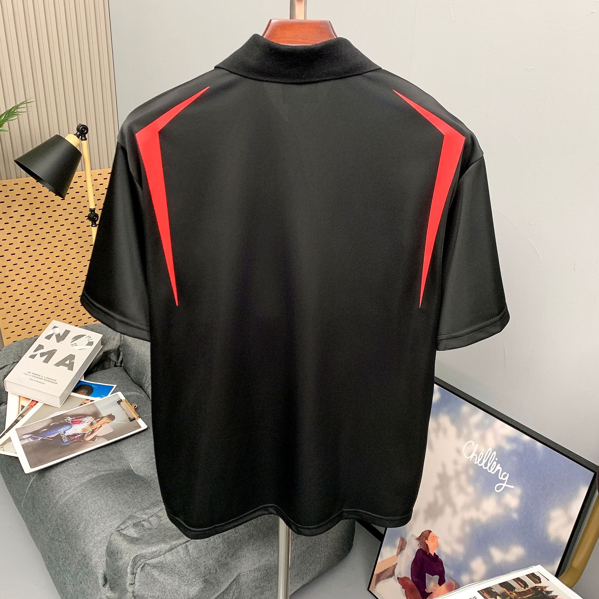 SAVAGEBASE Street color-block motorcycle short-sleeved T-shirt 26 Summer New hiphop sports lapel jersey for men pic 8