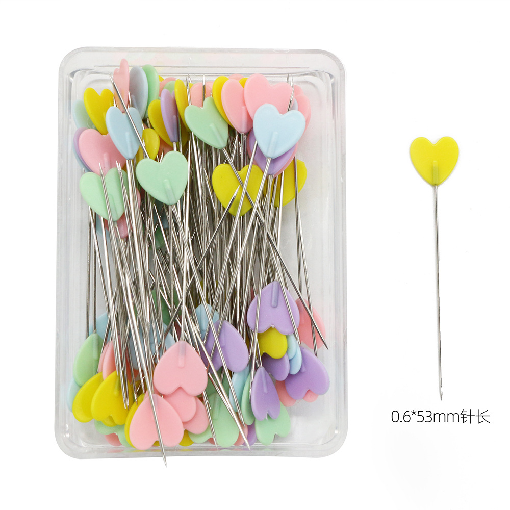Wholesale light-colored mixed-color flat head heart pins 50, 100, 200 pieces, DIY cutting, hand-positioned pins details Picture