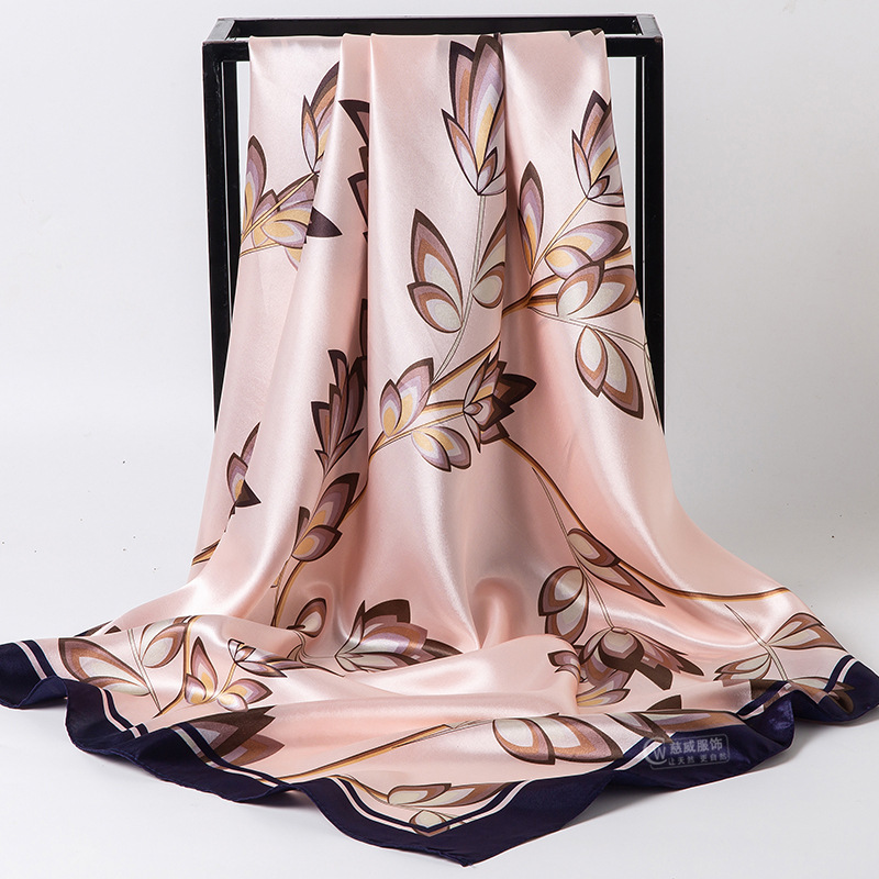 Special sale of Chinese trend items for gifting abroad. Chinese-style 90*90cm large square scarves, simulated silk scarves, shawls, new spring and autumn styles Specification image