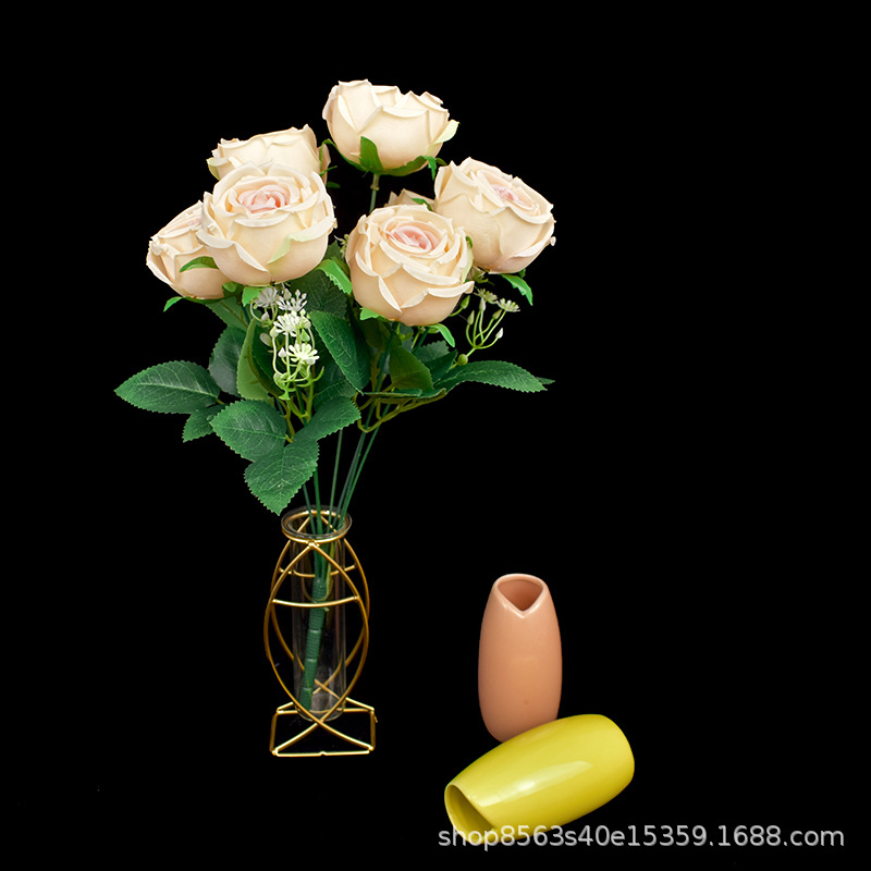 7 Head Rolled Edge Rose Simulation Flower Wedding Rose Home Table Decoration Floral Table Decoration Source Manufacturers Wholesale details Picture
