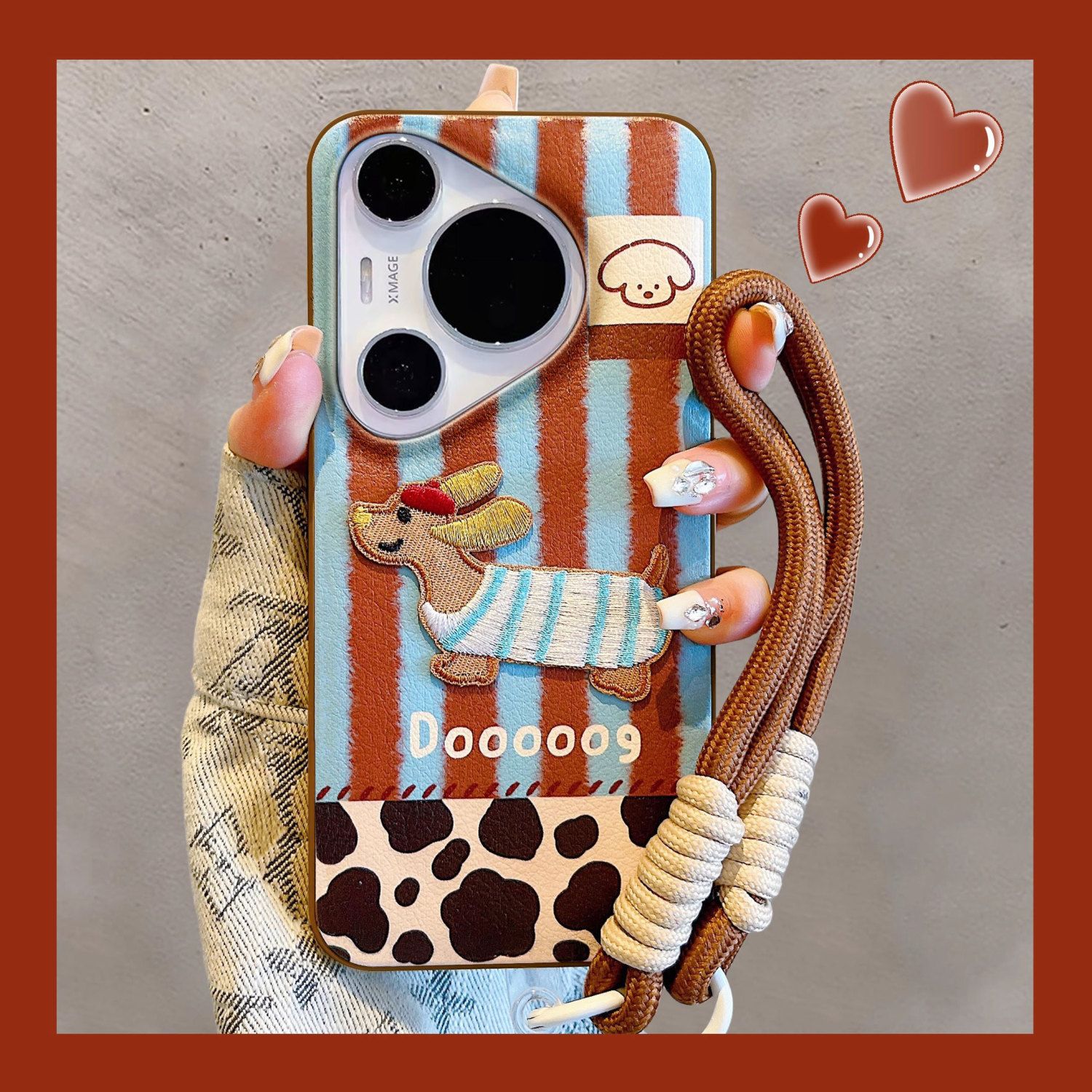 Embroidered Dachshund Apple 16ProMax phone case iPhone15Pro New 13 Women 12 Soft case 14 Bracelet XR Application Scenario