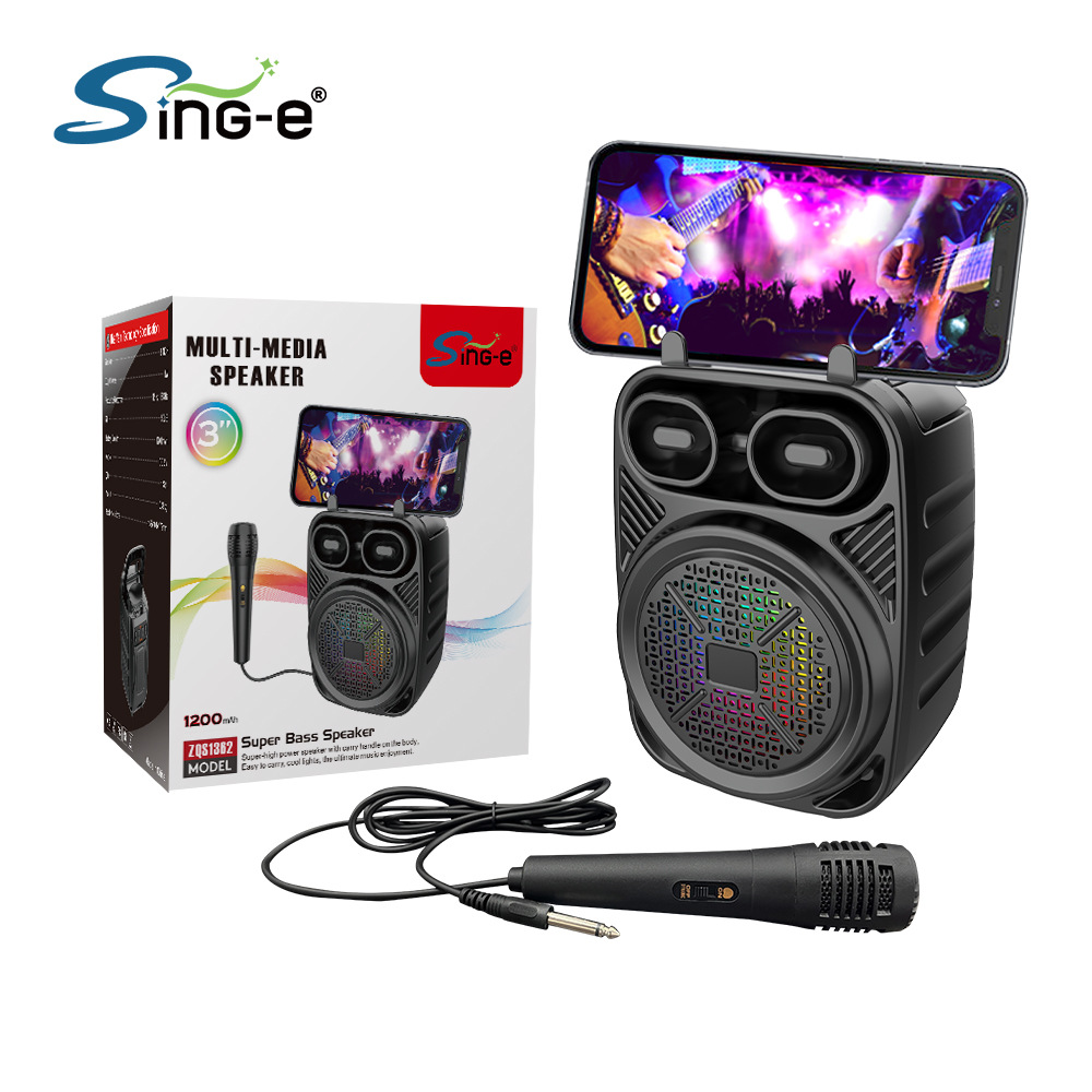 SING-E ZQS1362现货手提便携蓝牙音箱带麦克风户外宣传广场舞插卡图