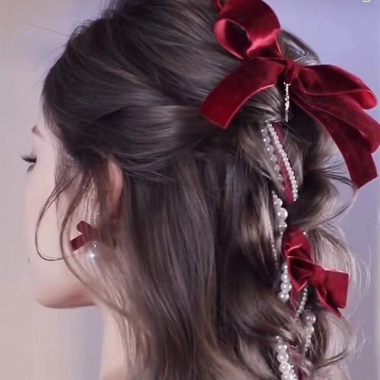 Hair Accessories With Red Bow Hair Clips Specification drawing