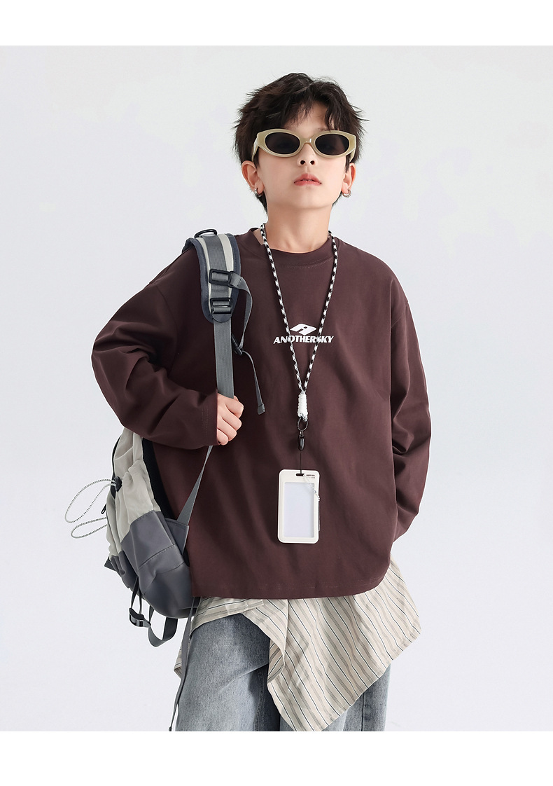 男童春装纯棉运动长袖白t恤2026新款青少年儿童宽松打底薄款上衣详情21
