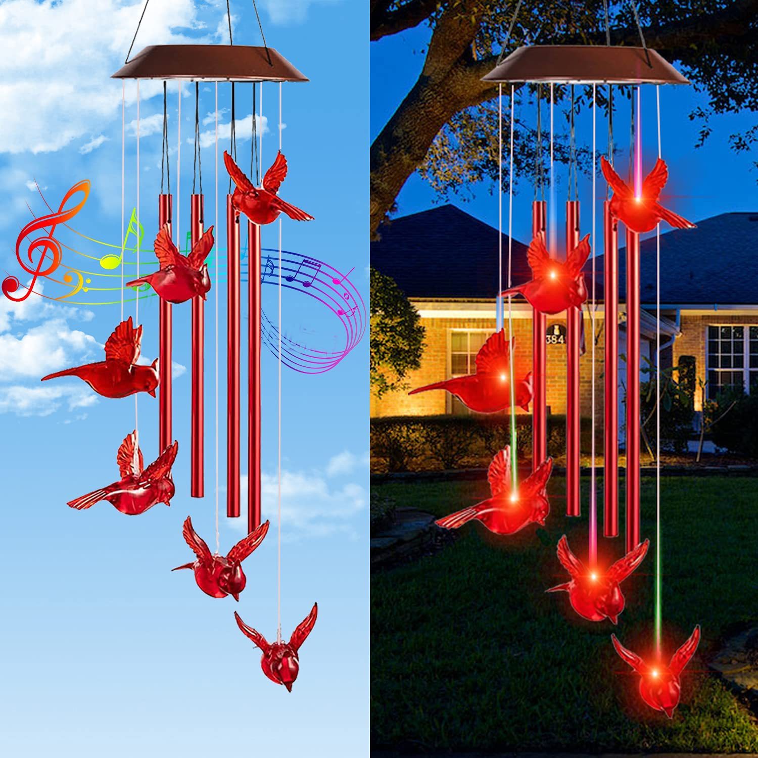 Solar hummingbird wind chime light, LED Christmas butterfly light, courtyard solar wind chime light, landscape light, courtyard light Application Scenario