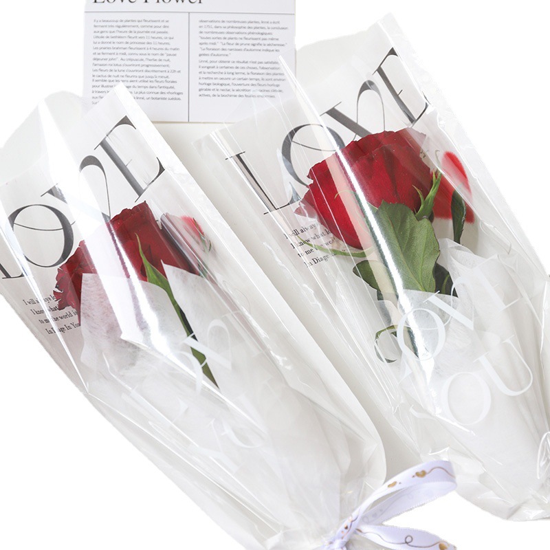 520 small fresh bouquet bag flower bag Valentine's Day love rose straight bag materials wholesale Item Picture