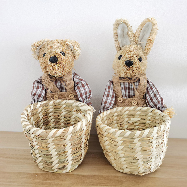 草编工艺品摆件家居装饰摆件编织节日糖果零食收纳筐收纳篮置物篮