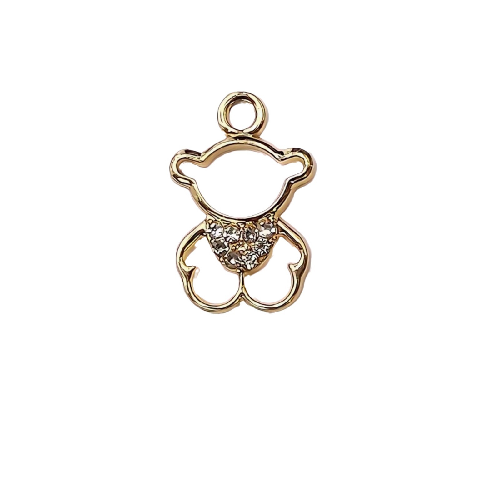 Uv Color Preservation Diy Handmade Jewelry Alloy Material Small Bear Single Korean Point Drill Point Pearl Pendant Wholesale Item Picture