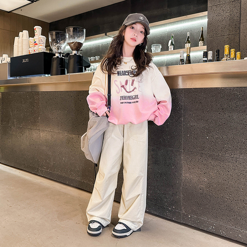 Girls' hoodie Spring and Autumn 2024 New style Children's stylish early spring thin clothes for older women's spring gradient top Specification image