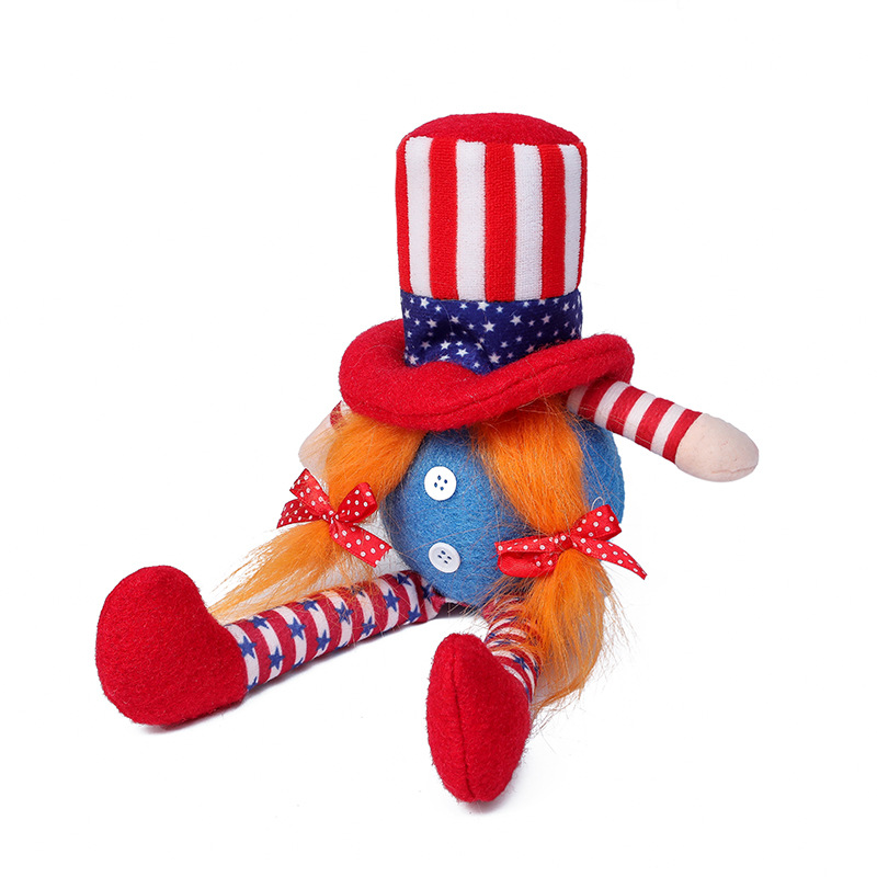 Hong Kong love new with light high hat long legs American Independence Day doll decoration American Independence Day short legs doll Item Picture