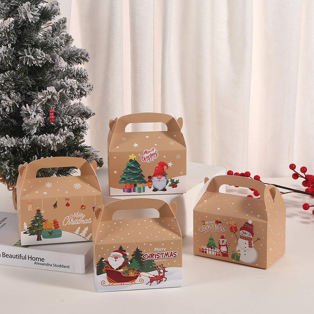 Wholesale of Christmas kindergarten decorative packaging boxes, Christmas series printed hand-held gift boxes, souvenirs and gift bags.