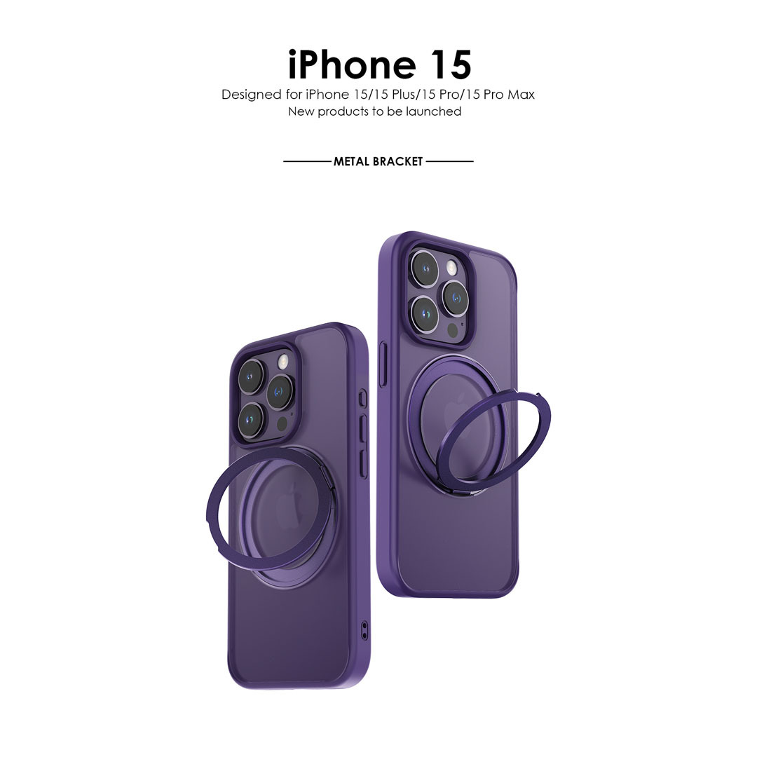 Suitable for iPhone16 phone cases, Apple 14Pro matte phone cases, 360° rotating magnetic stand phone cases details Picture