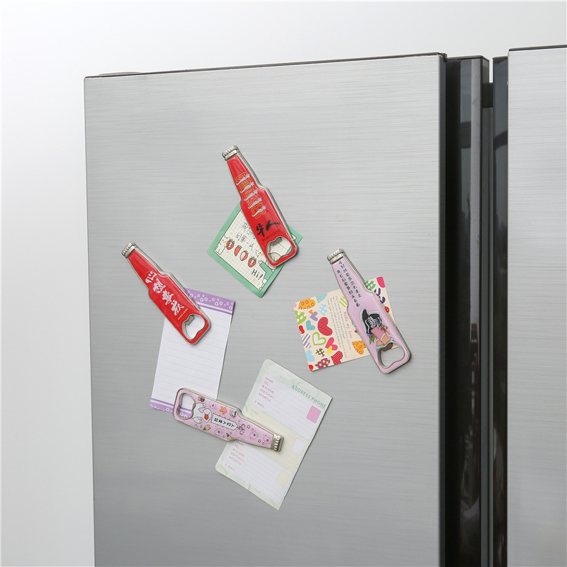 Personalizado personalizado botella de vino tipo abridor de botellas cuadrado casa refrigerador adhesivo abridor de botellas de dibujos animados moda casa refrigerador adhesivo details Picture