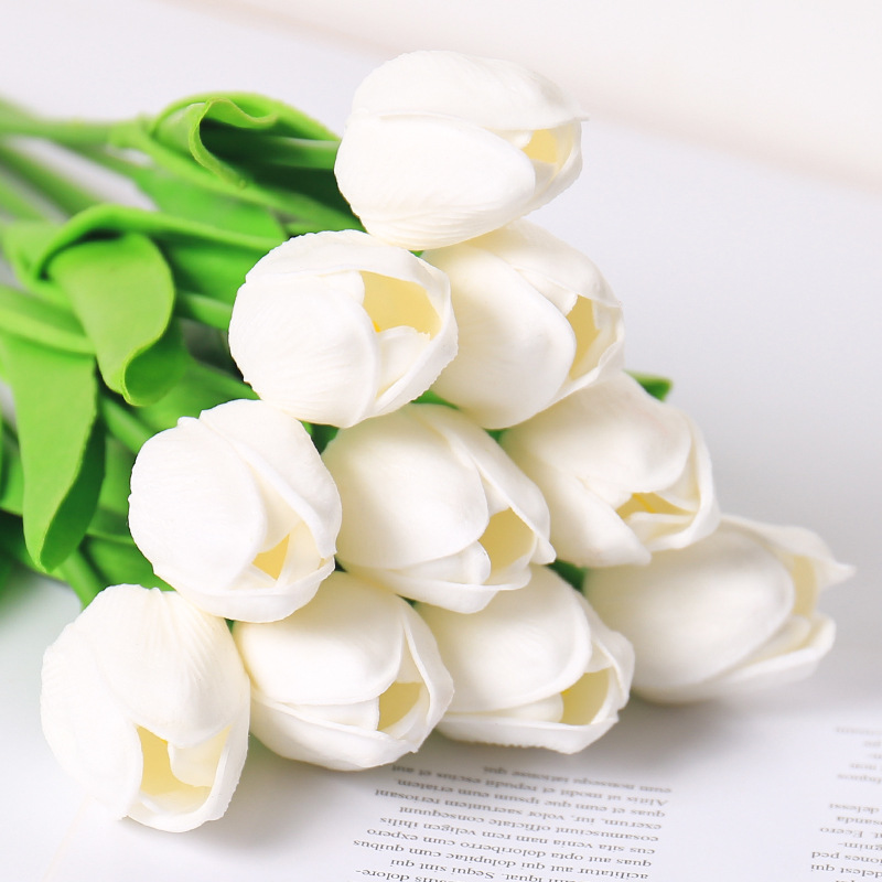 Cross Border Direct For Simulation Pu Mini Tulip Wedding Photography Shooting Props Family Party Decoration Fake Flowers details Picture