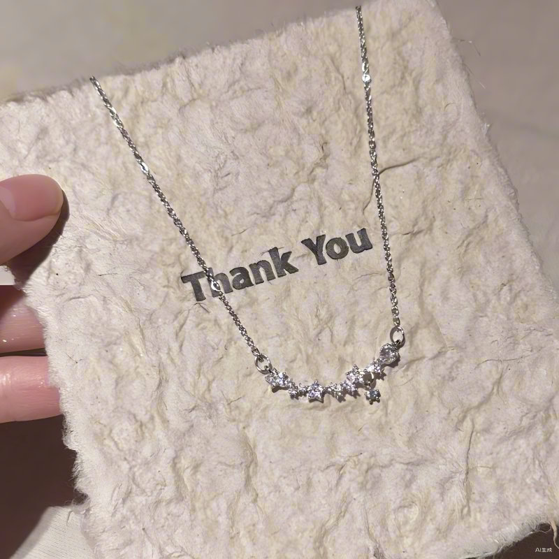 银贝S925纯银星星流苏项链女轻奢小众设计高级感紫藤花锁骨链饰品