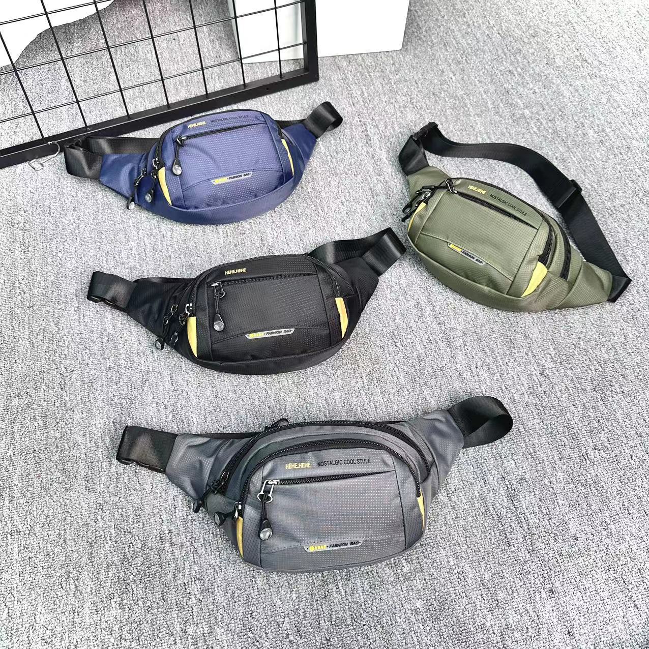 新款百搭户外运动男士腰包简约防水便携多功能斜挎胸包跨境专供潮